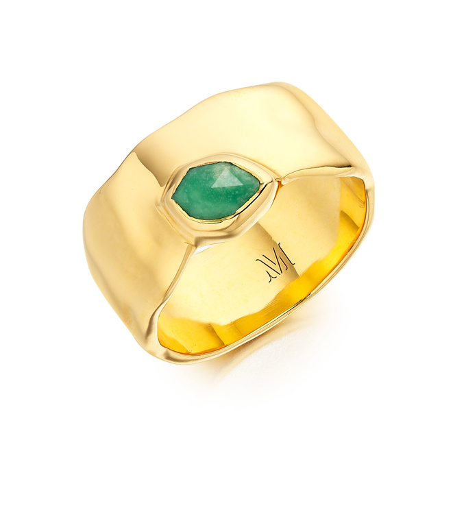 Gold Vermeil Siren Wide Band - Chrysoprase - Monica Vinader