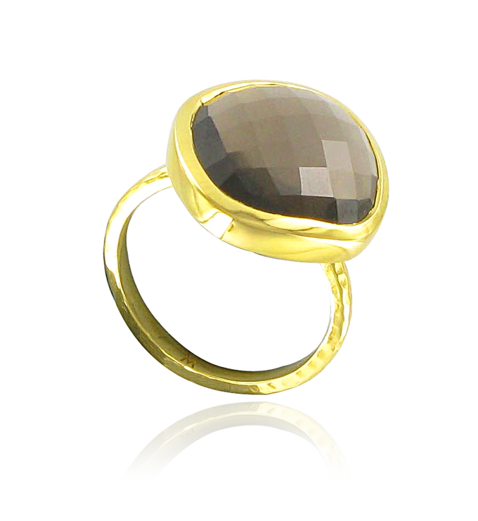 Gold Vermeil Nugget Ring - Large - Smoky Quartz - Monica Vinader