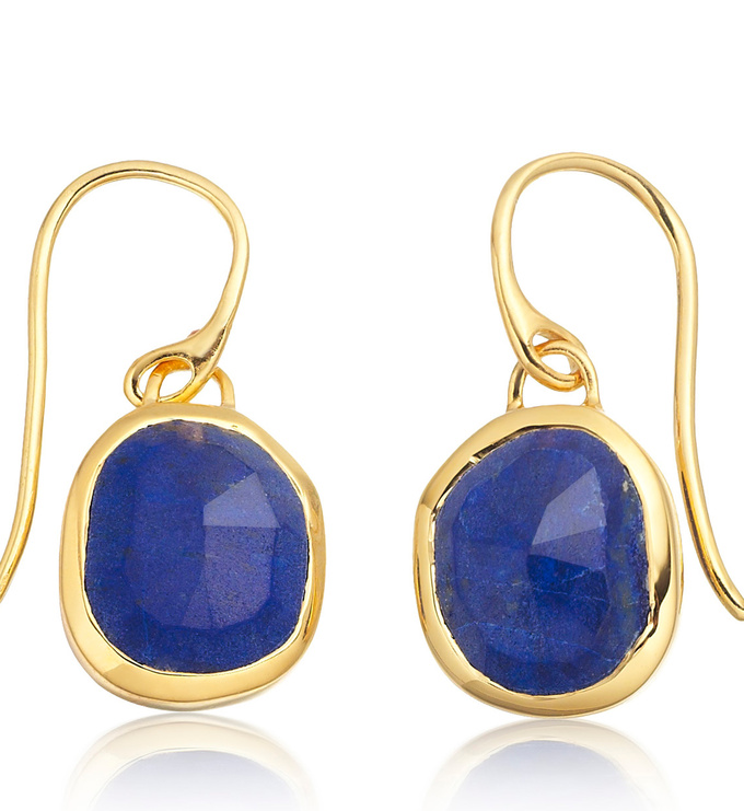 Gold Vermeil Siren Wire Earrings - Lapis - Monica Vinader