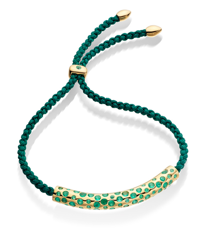 Gemfields Esencia Friendship Bracelet Gold - Emerald | Monica