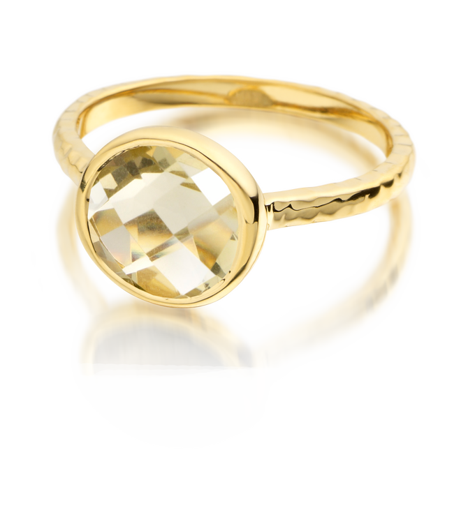 Gold Vermeil Mini Luna Ring - Green Gold Quartz - Monica Vinader