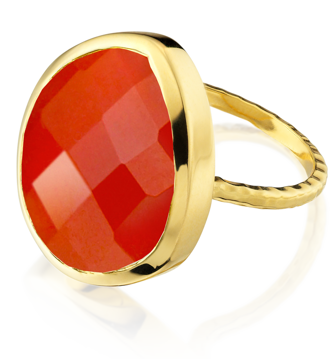 Gold Vermeil Nugget Ring - Large - Carnelian - Monica Vinader