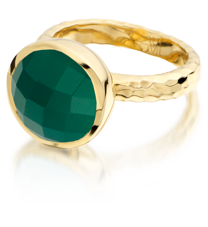 Gold Vermeil Medina Facet Ring - Green Onyx - Monica Vinader