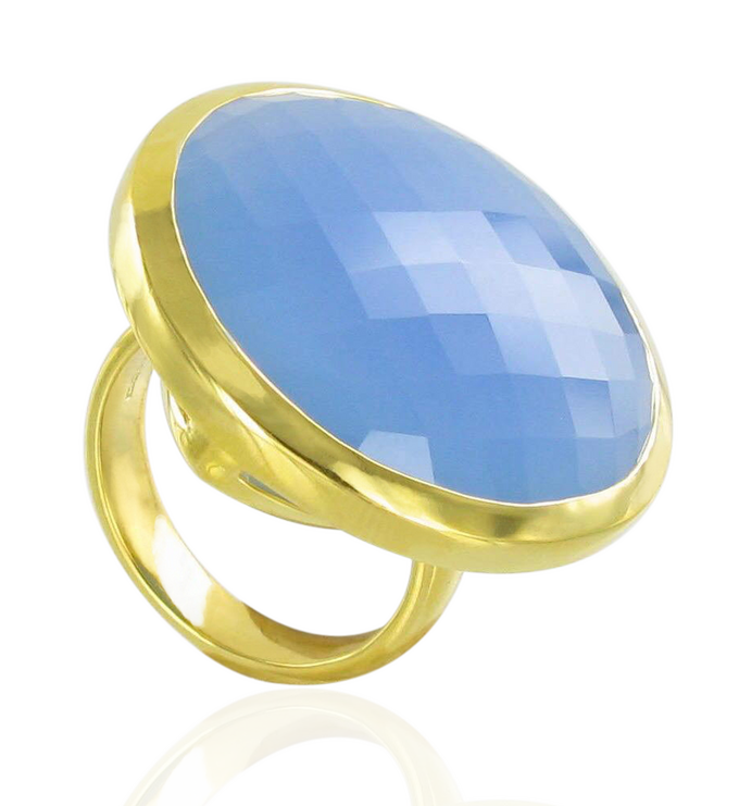Gold Vermeil Round Facet Ring - No Stone - Monica Vinader