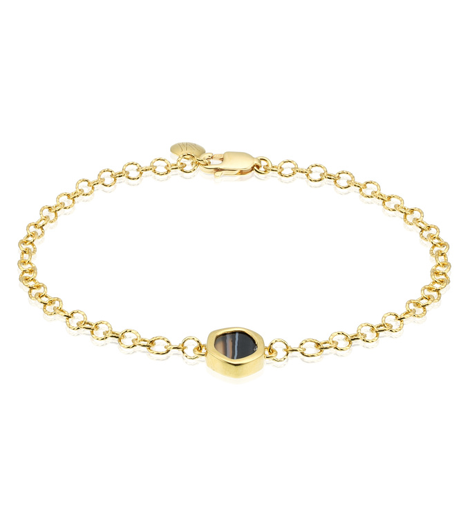 Gold Vermeil Atlantis Gem Mini Bracelet - Line Onyx