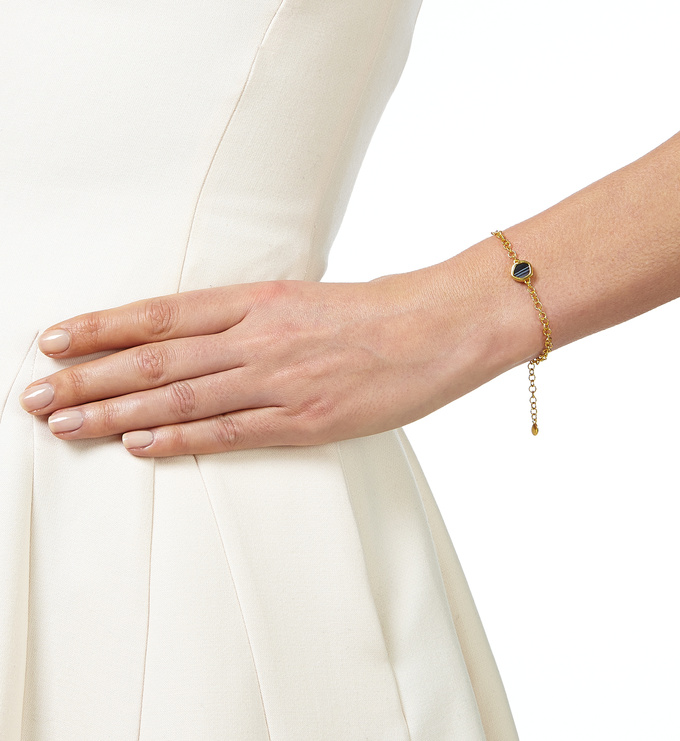 Gold Vermeil Atlantis Gem Mini Bracelet - Line Onyx