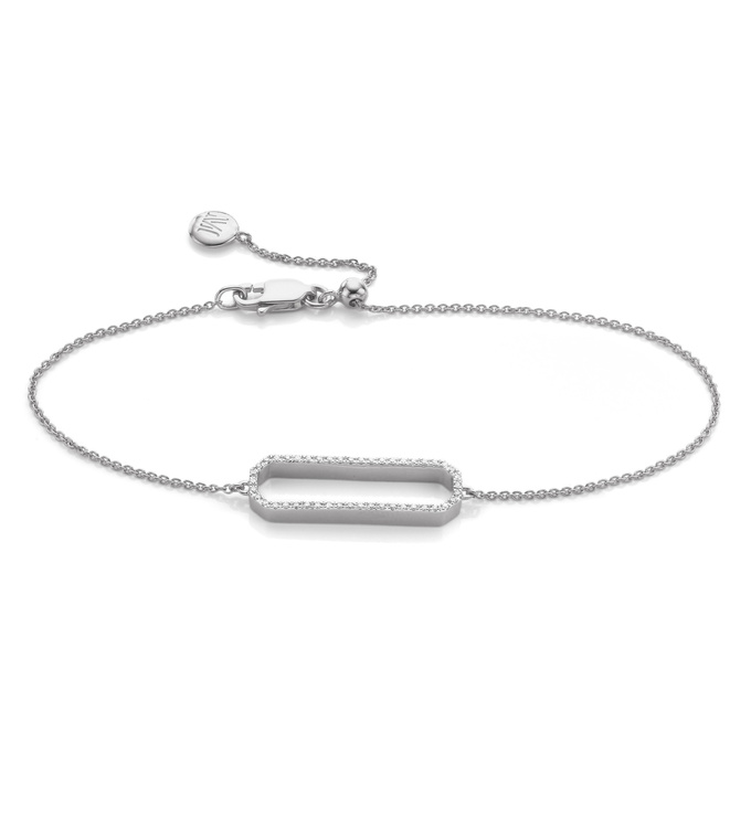 Naida Rectangle Open Bracelet - Diamond