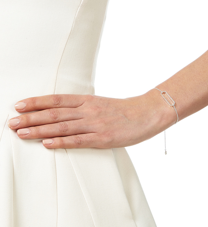 Naida Rectangle Open Bracelet - Diamond Model