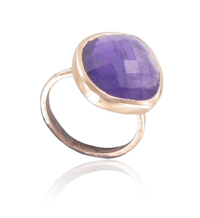 Rose Gold Vermeil Nugget Ring - Large - Amethyst - Monica Vinader
