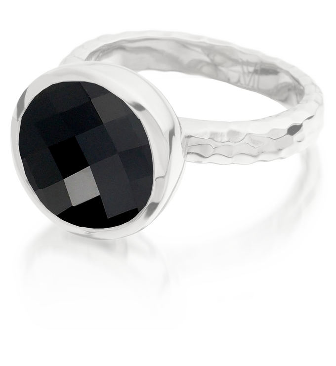 Sterling Silver Medina Facet Ring - Black Onyx - Monica Vinader