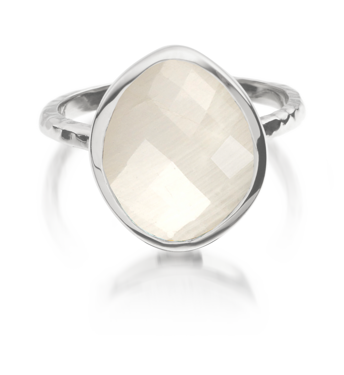 Sterling Silver Nugget Ring - Small - Moonstone - Monica Vinader