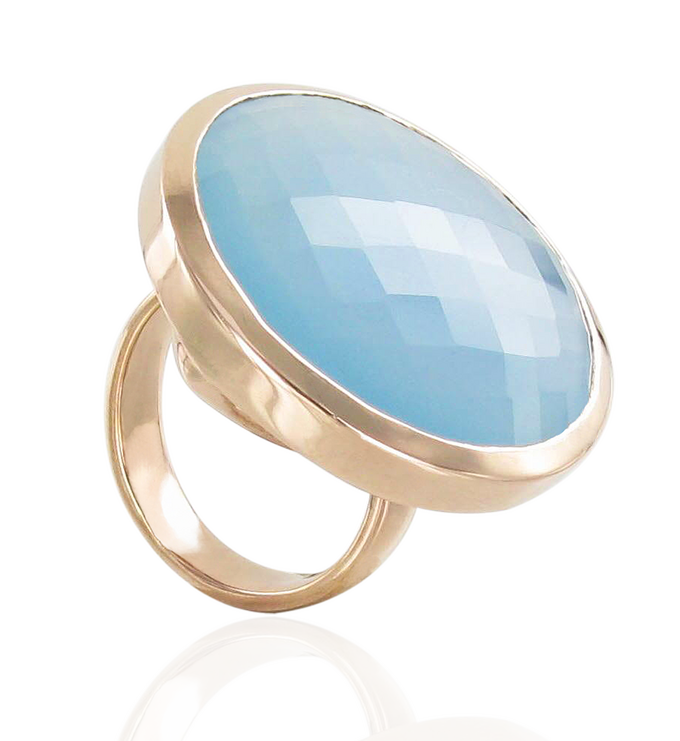 Rose Gold Vermeil Round Facet Ring - No Stone - Monica Vinader