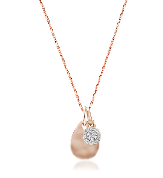 Fiji Mini Button Diamond and Ziggy Mini Pendant Charm Necklace Set - Monica Vinader