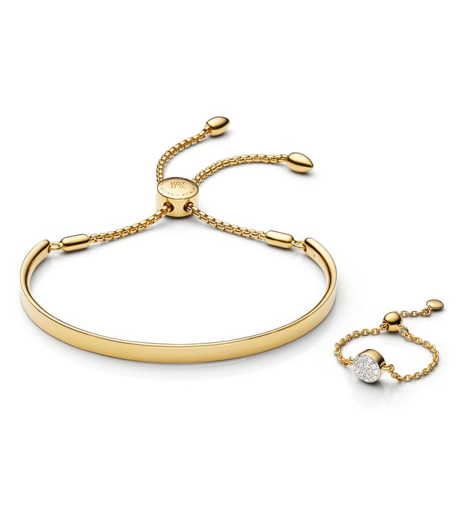 Fiji Bud and Button Adjustable Ring and Bracelet Diamond Set - Monica Vinader