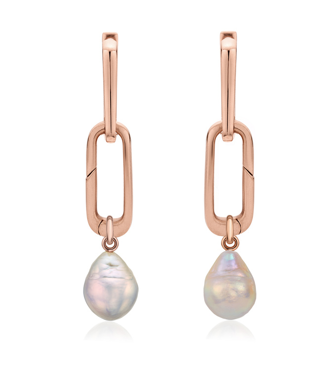 Rose Gold Vermeil Alta Capture and Pearl Earring Set - Monica Vinader