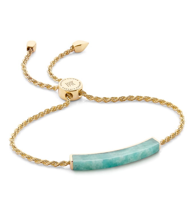Gold Vermeil Linear Stone Bracelet - Amazonite - Monica Vinader