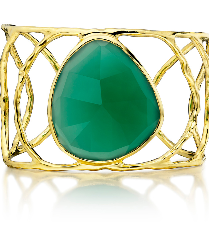 Gold Vermeil Siren Cuff - Green Onyx - Monica Vinader