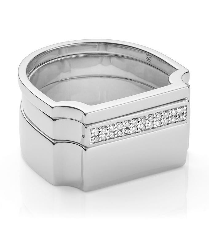 Signature Plain and Diamond Ring Set - Monica Vinader