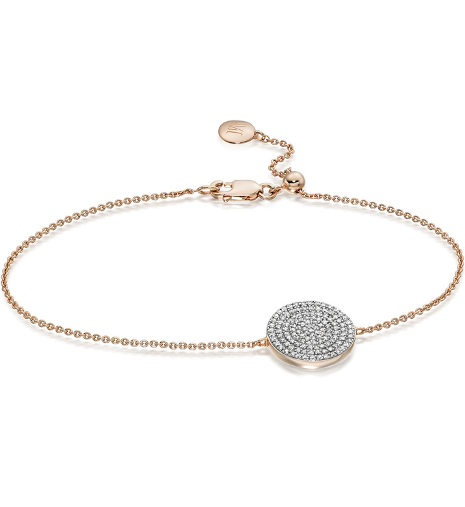 Rose Gold Vermeil Ava Disc Bracelet - Diamond - Monica Vinader