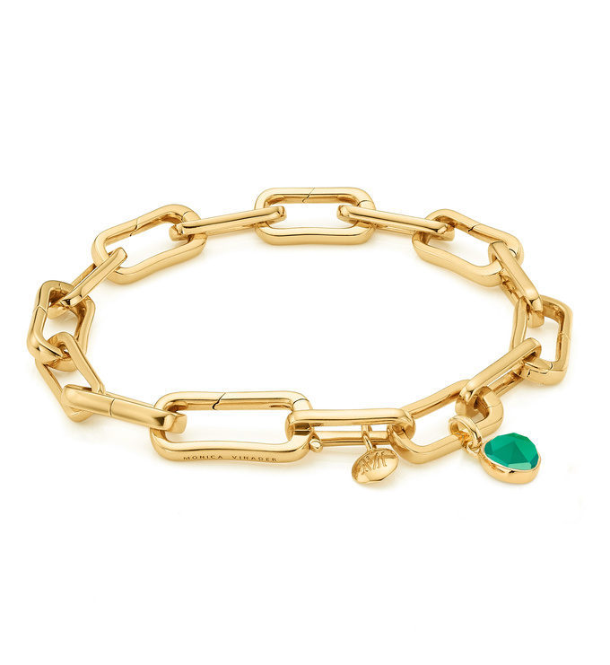 Alta Capture Charm Bracelet and Siren Mini Bezel Pendant Charm Set - Green Onyx - Monica Vinader