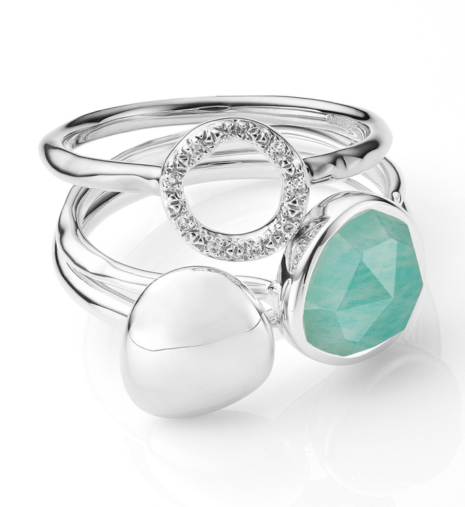 Nura Small Pebble, Stacking and Riva Circle Ring Set - Monica Vinader