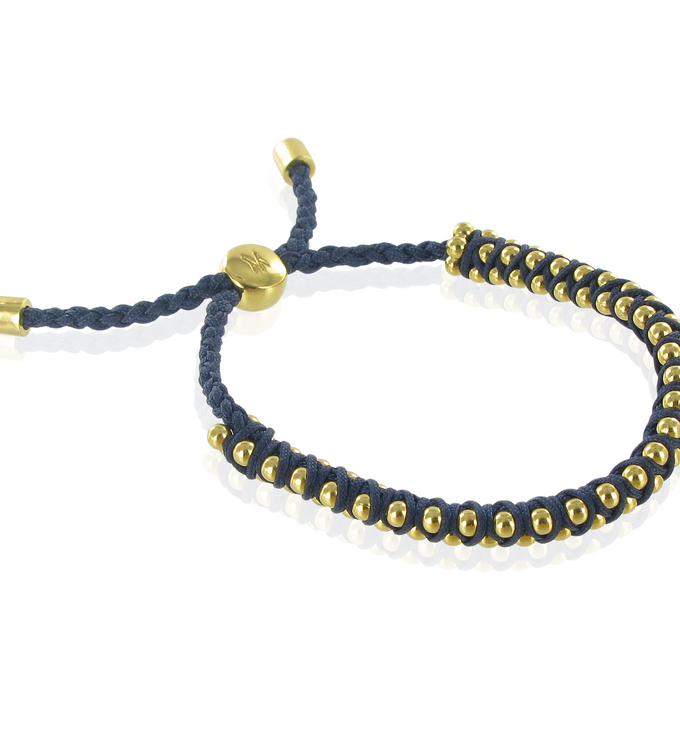 Gold Vermeil Rio Friendship Bracelet - Navy Blue - Courage - Monica Vinader