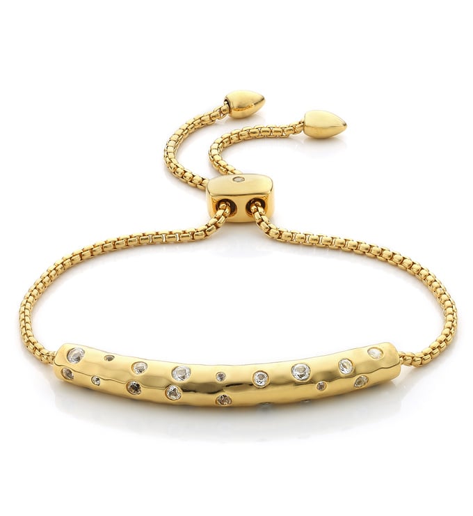 Gold Vermeil Esencia Scatter Chain Bracelet - White Topaz - Monica Vinader
