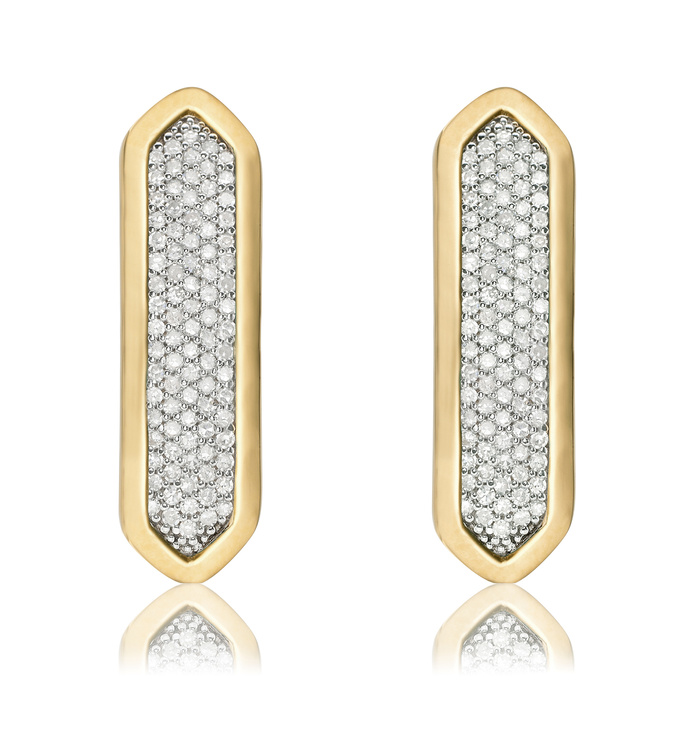 Gold Vermeil Baja Long Stud Earrings - Diamond - Monica Vinader