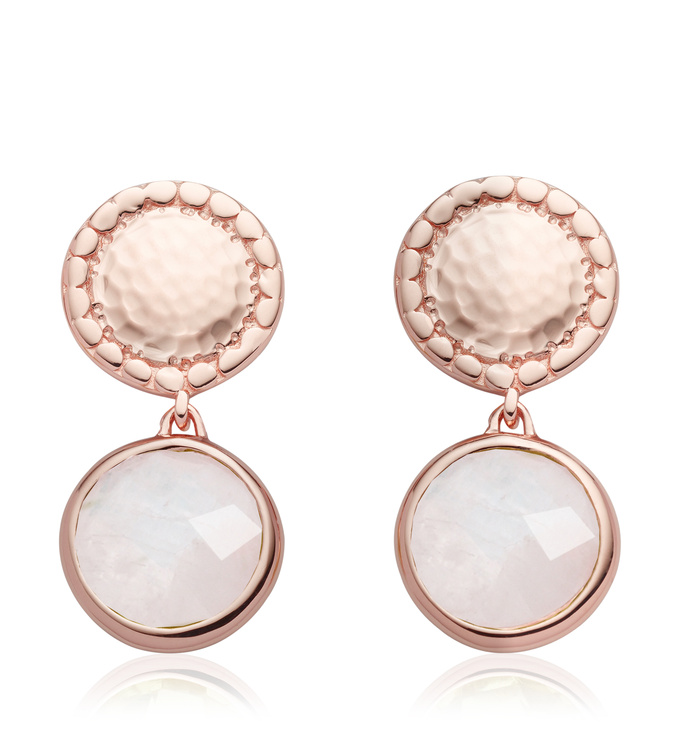 Rose Gold Vermeil Mini Luna Stud Earring - Moonstone - Monica Vinader