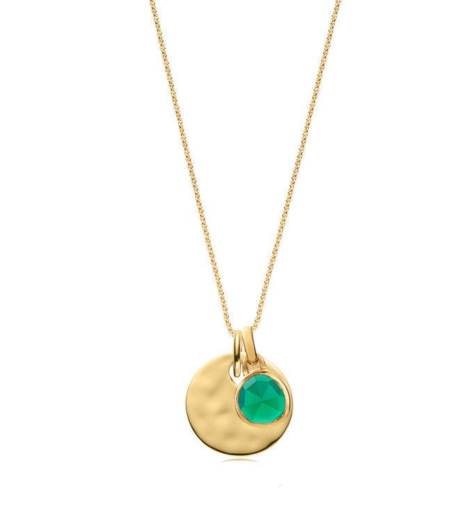 Siren Mini Bezel and Ziggy Round Pendant Charm Necklace Set - Green Onyx - Monica Vinader