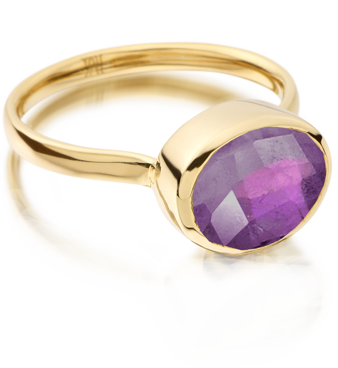 Gold Vermeil Candy Oval Ring - Amethyst - Monica Vinader