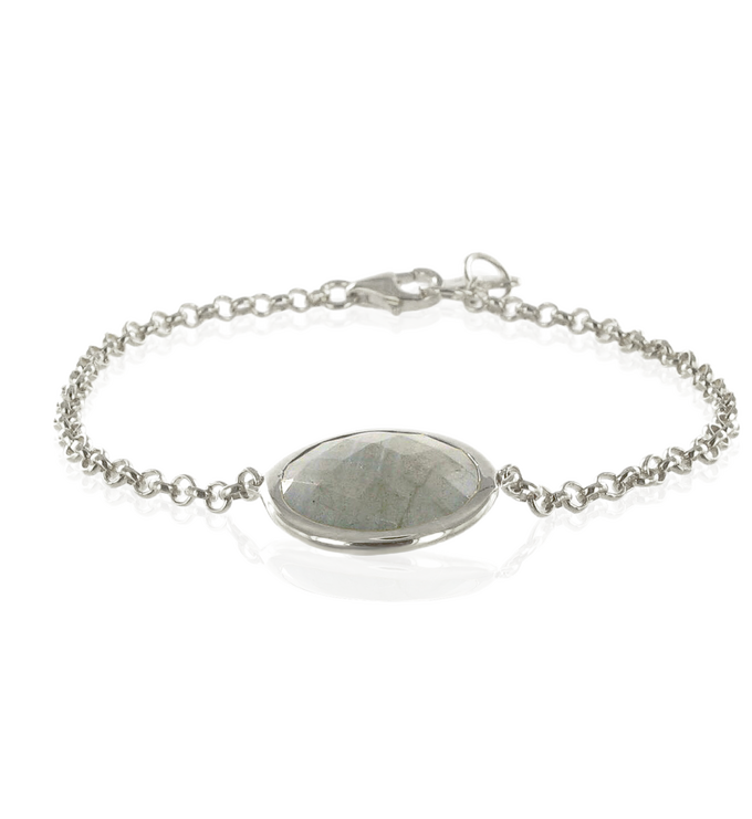 Sterling Silver Luna Bracelet - Labradorite - Monica Vinader