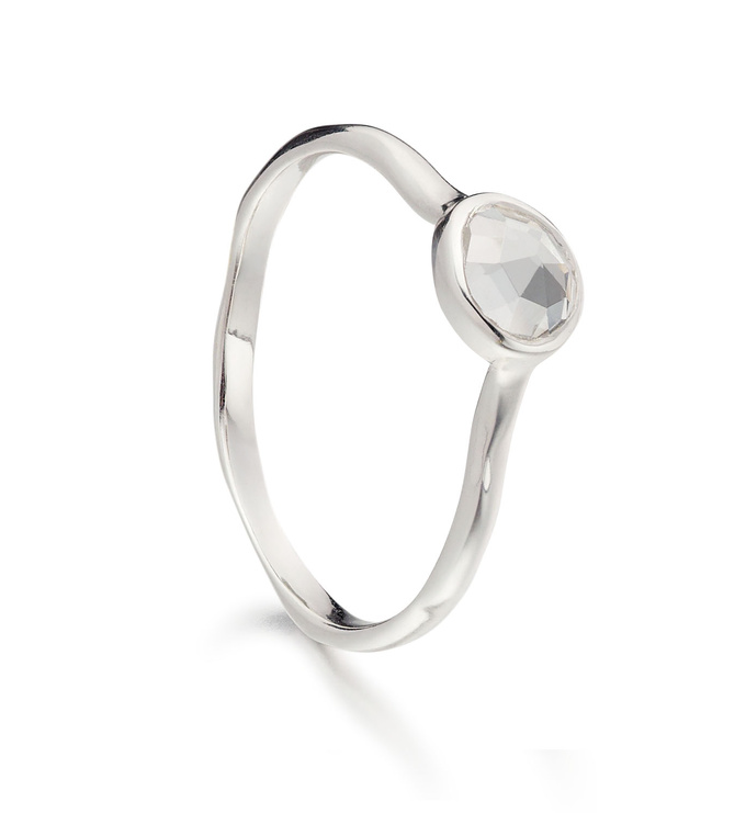 Sterling Silver Siren Small Stacking Ring - White Topaz - Monica Vinader