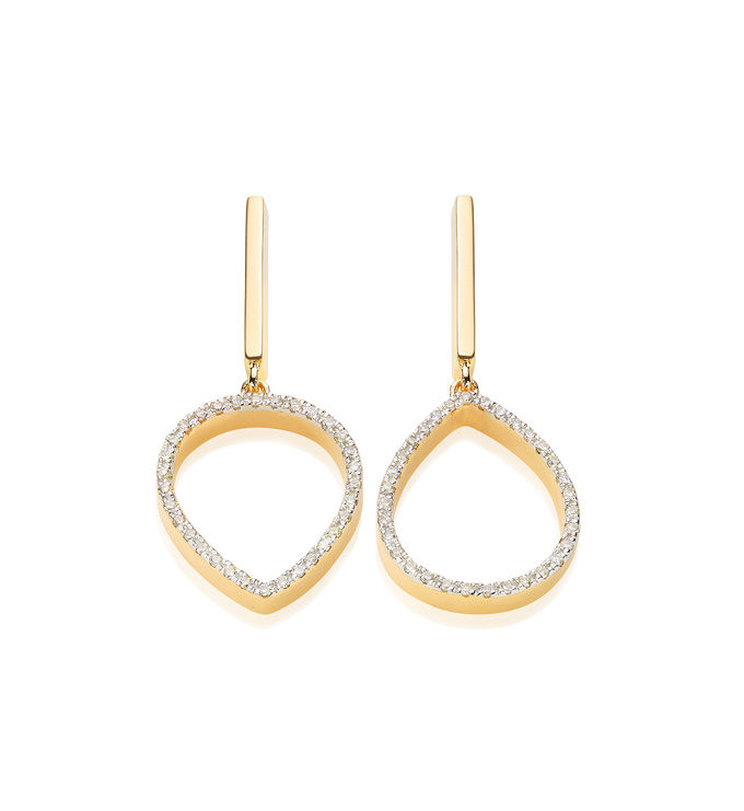 Gold Vermeil Naida Lotus Open Drop Earrings - Diamond