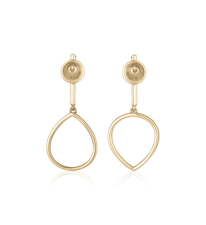 Gold Vermeil Naida Lotus Open Drop Earrings - Diamond Back