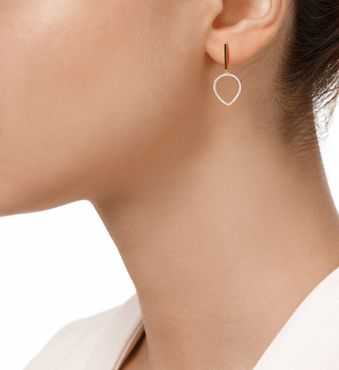 Gold Vermeil Naida Lotus Drop Earrings - Diamond