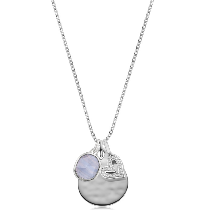 Siren, Ziggy and Alphabet Heart Diamond Pendant Charm Set - Blue Lace Agate - Monica Vinader