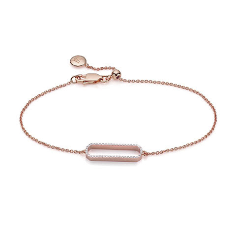 Rose Gold Vermeil Naida Rectangle Open Bracelet - Diamond