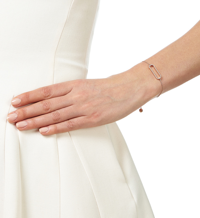 Rose Gold Vermeil Naida Rectangle Open Bracelet - Diamond