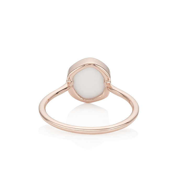 Rose Gold Vermeil Atlantis Gem Mini Stacking Ring - White Chalcedony 2