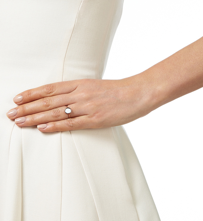 Rose Gold Vermeil Atlantis Gem Mini Stacking Ring - White Chalcedony Model