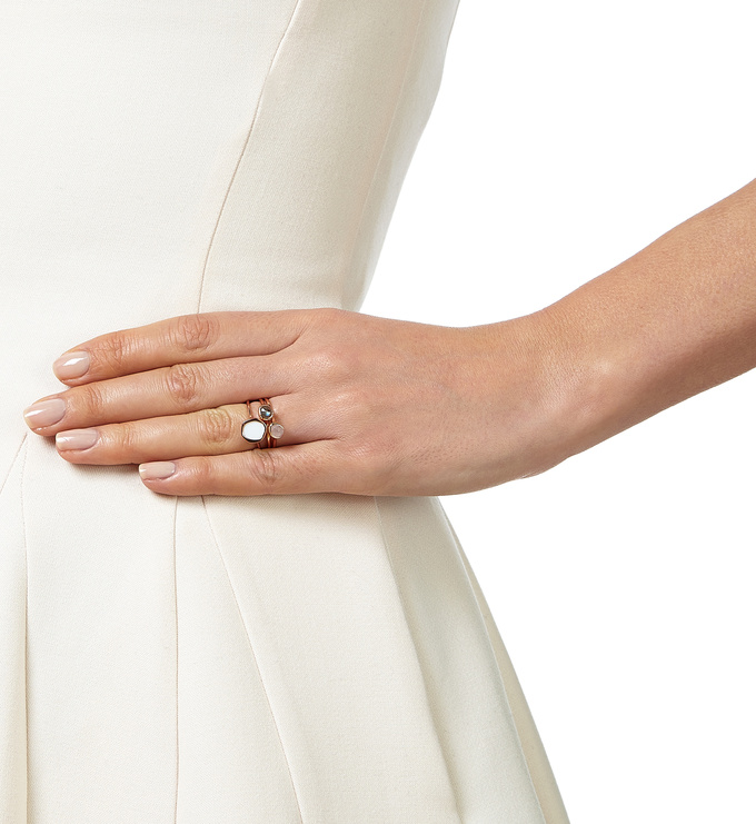 Rose Gold Vermeil Atlantis Gem Mini Stacking Ring - White Chalcedony Stack