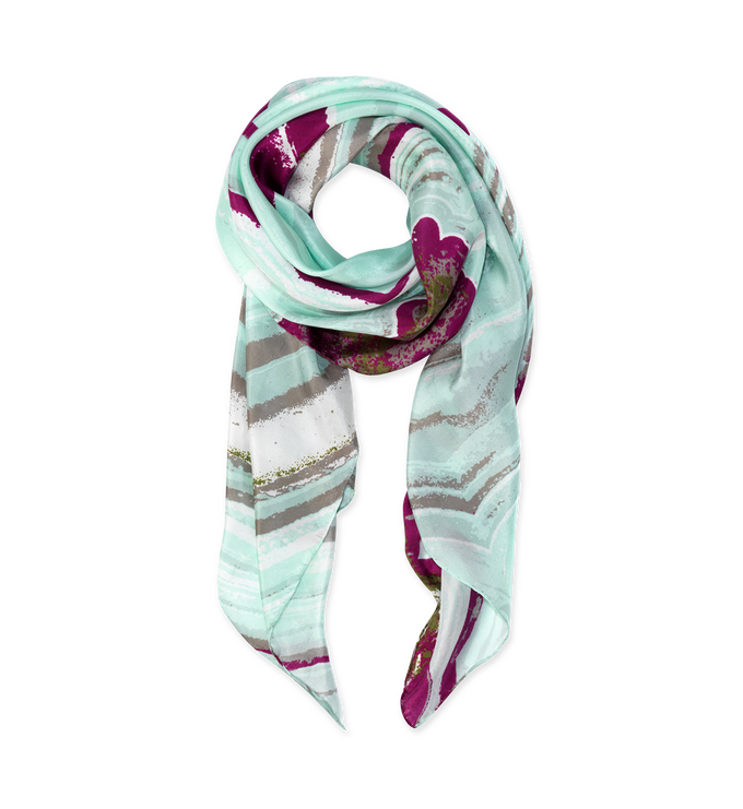 Agate Print Silk Scarf - Small - Aqua Mix - Monica Vinader