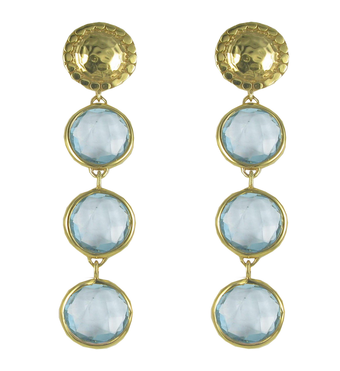 Gold Vermeil Mini Luna Drops - Swiss Blue Quartz - Monica Vinader