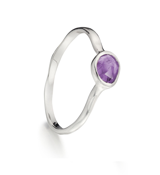 Sterling Silver Siren Small Stacking Ring - Amethyst - Monica Vinader