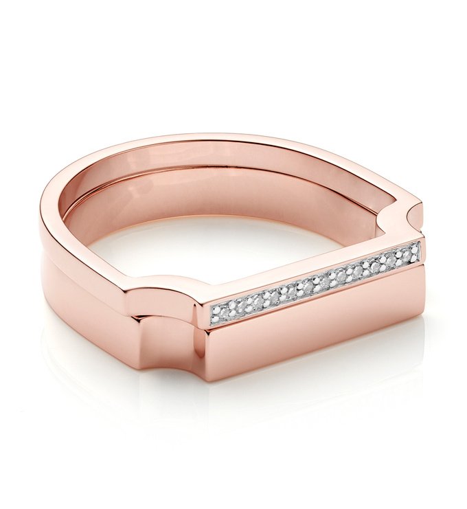 Signature Plain and Diamond Ring Set - Monica Vinader