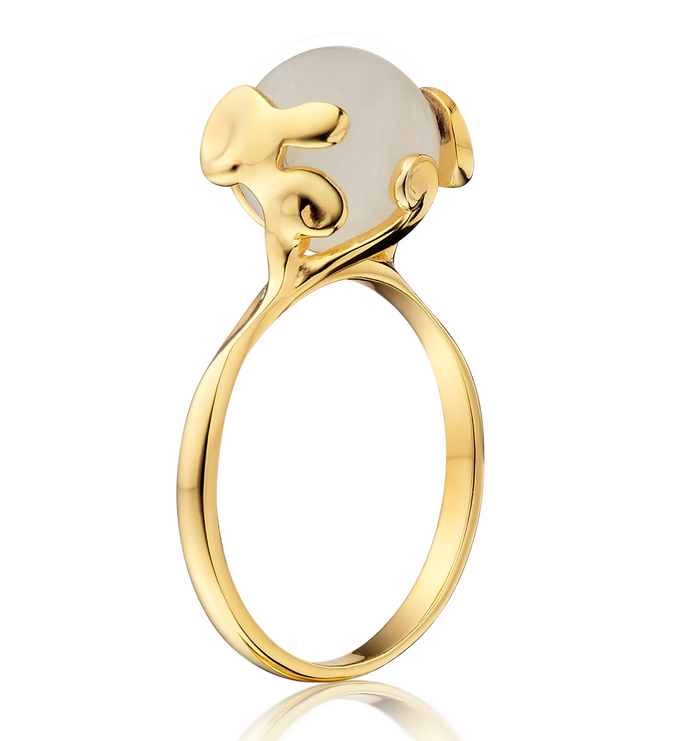 Gold Vermeil Lace Stacking Ring - Moonstone - Monica Vinader