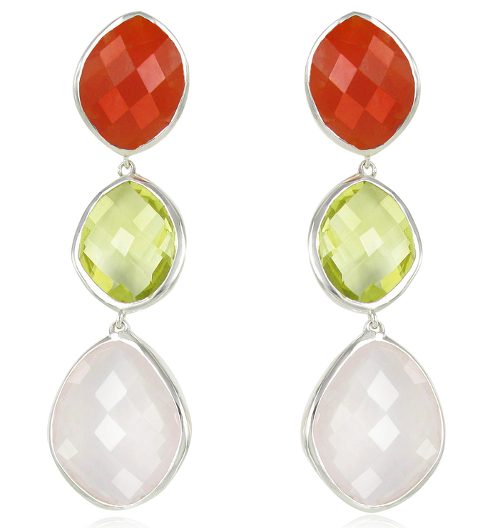 Sterling Silver Nugget Cocktail Earrings - Carnelian - Monica Vinader