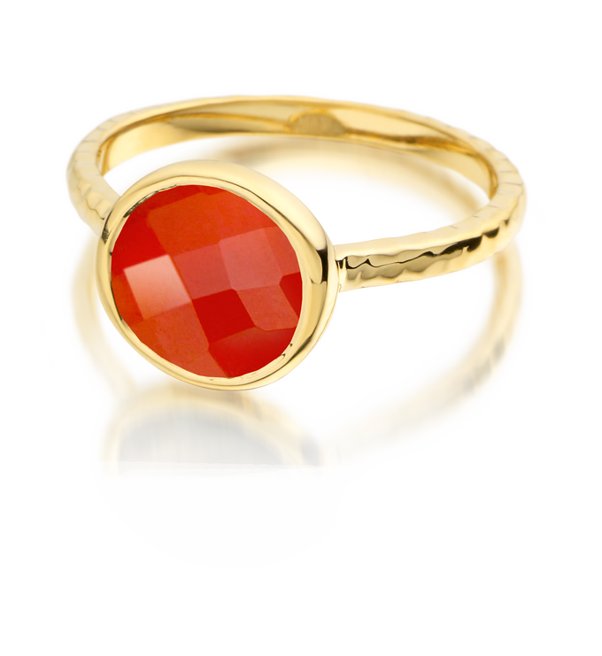 Gold Vermeil Mini Luna Ring - Carnelian - Monica Vinader