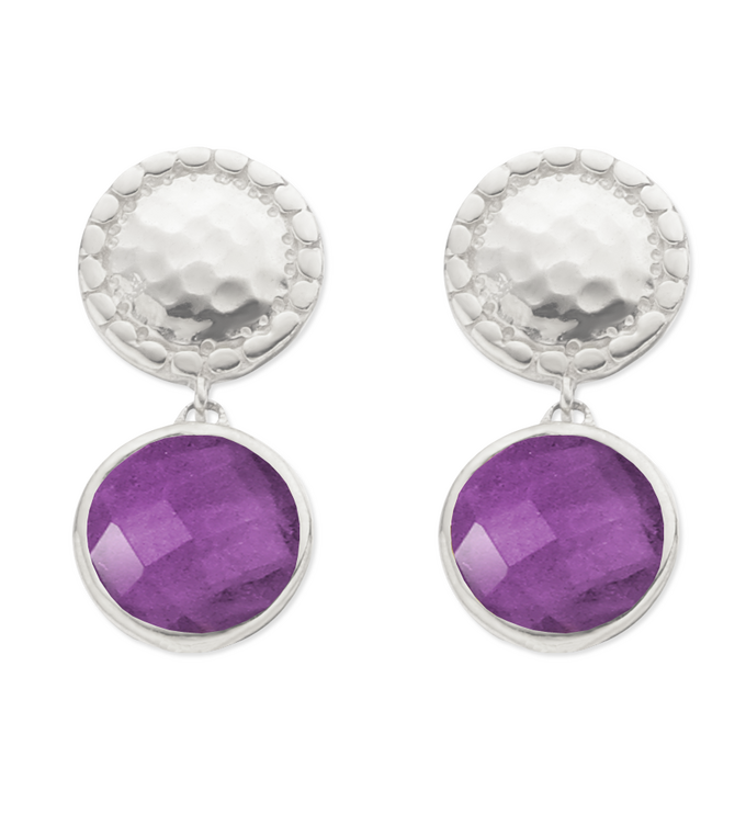 Sterling Silver Mini Luna Stud Earring - Amethyst - Monica Vinader